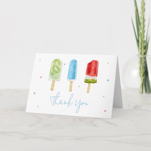 Carte De Remerciements Baby shower Blue Popsicle (Devant)