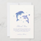 Carte De Remerciements Baby shower Blue Simple Summer Dolphin Stars (Devant)