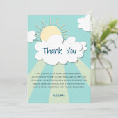Carte De Remerciements Baby shower Blue Sunshine moderne (Debout devant)