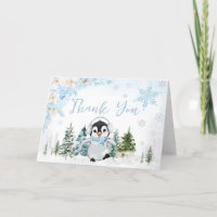 Baby shower Blue Winter Penguin