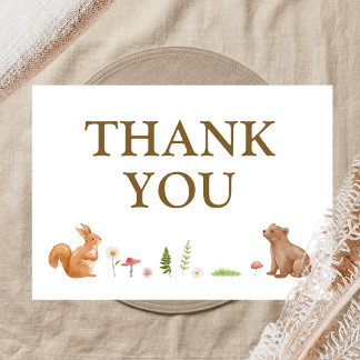Carte De Remerciements Baby Shower Bohème en Forêt de Bois
