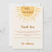 Carte De Remerciements Baby Shower Bohème Hello Sunshine (Devant)