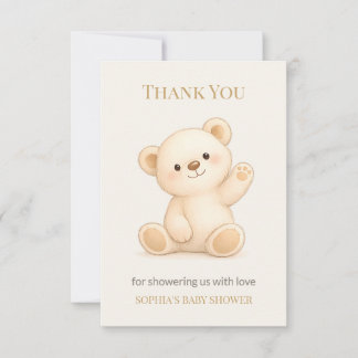 Carte De Remerciements Baby-Shower Bohème Ours en Peluche