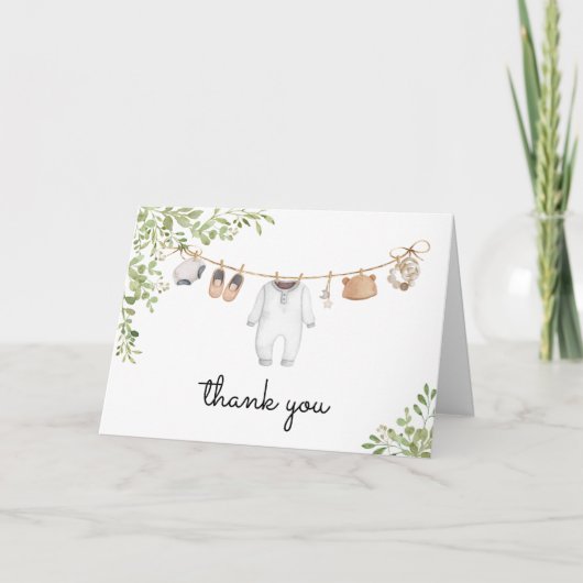 Carte De Remerciements Baby shower Boho Baby Clothes (Devant)