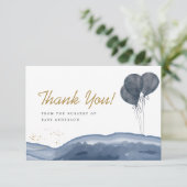 Carte De Remerciements Baby shower Boho bleu marine à bulle d'aquarelle  (Debout devant)