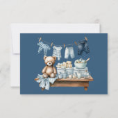 Carte De Remerciements Baby shower Boho Clothesline Blue Boy (Dos)