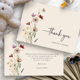 Carte De Remerciements Baby Shower Boho Fleurs des Champs