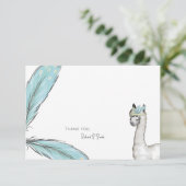 Carte De Remerciements Baby shower Boho Llama Custom Thank You Note (Debout devant)