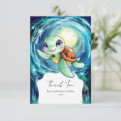Carte De Remerciements Baby shower Boho Magic Ocean Turtle (Debout devant)