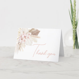 Carte De Remerciements Baby shower Boho Pampas Floral Rose