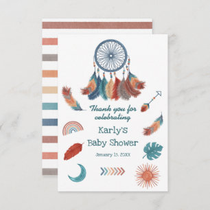 Carte De Remerciements Baby shower Boho Retro Dreamcatcher
