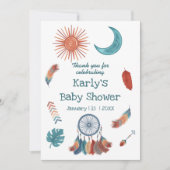 Carte De Remerciements Baby shower Boho Retro Sun Moon (Devant)