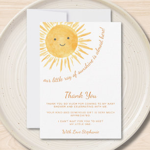 Carte De Remerciements Baby shower Boho Soleil Neutre Pour Les Sexes