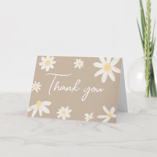 Carte De Remerciements Baby shower Boho Super Daisy (Devant)