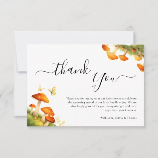 Carte De Remerciements Baby shower boisé moderne tendance (Devant)