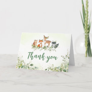 Carte De Remerciements Baby Shower Botanique Animaux de Safari 