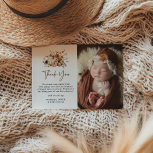 Carte De Remerciements Baby Shower Botanique Citrouille Automne