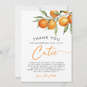 Carte De Remerciements Baby shower Botanique Citrus Orange Little Cutie