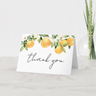 Carte De Remerciements Baby shower Botanique Citrus Orange Little Cutie