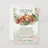 Carte De Remerciements Baby shower botanique de l'ours mou (Devant)