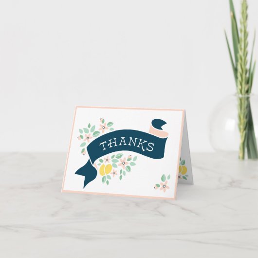 Carte De Remerciements Baby shower botanique jaune citron (Devant)