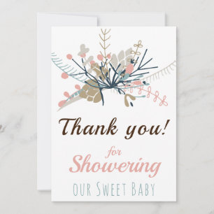 Carte De Remerciements Baby shower botanique Rustique Pastel