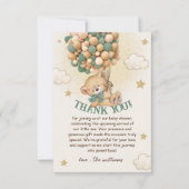 Carte De Remerciements Baby shower Brown vert Teddy Bear (Devant)