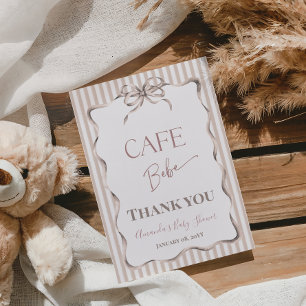 Carte De Remerciements Baby Shower Café Bebe Beige Vintage
