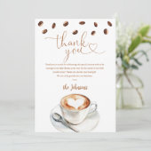 Carte De Remerciements Baby Shower Café Grain de Café (Debout devant)