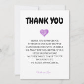 Carte de remerciements Baby shower cardiaque (Devant)