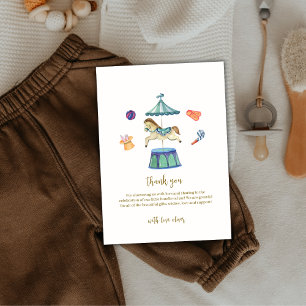 Carte De Remerciements Baby shower carnavalesque rétro Vintage