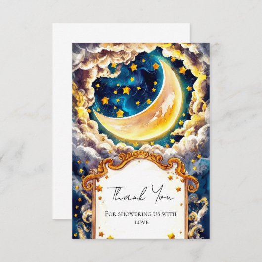 Carte De Remerciements Baby shower céleste enchanté (Devant / Derrière)