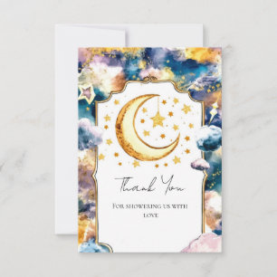 Carte De Remerciements Baby shower céleste simple étoile