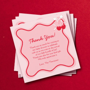 Carte De Remerciements Baby shower cerise