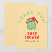 Carte De Remerciements Baby Shower Champignon avec Grenouille (Devant / Derrière)
