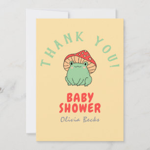 Carte De Remerciements Baby Shower Champignon avec Grenouille