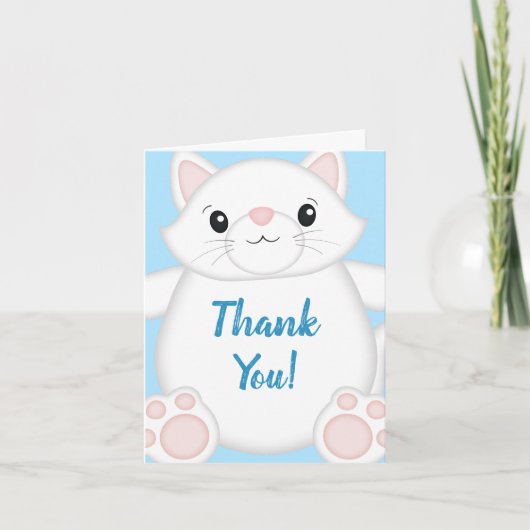Carte De Remerciements Baby shower chat Kitty Blue (Devant)