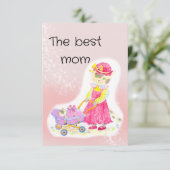 Carte De Remerciements Baby shower, chat mignon et bébé (Debout devant)