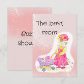 Carte De Remerciements Baby shower, chat mignon et bébé (Devant / Derrière)