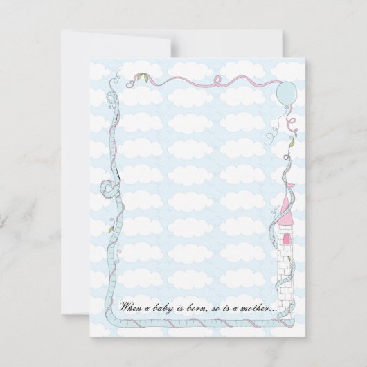 Carte de remerciements baby shower, Château rose/b (Devant)