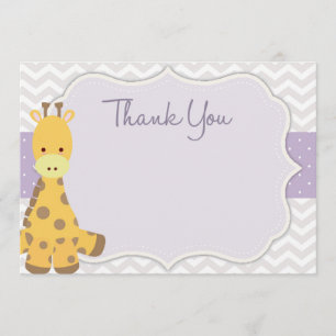 Carte de remerciements Baby shower Chevron Giraffe