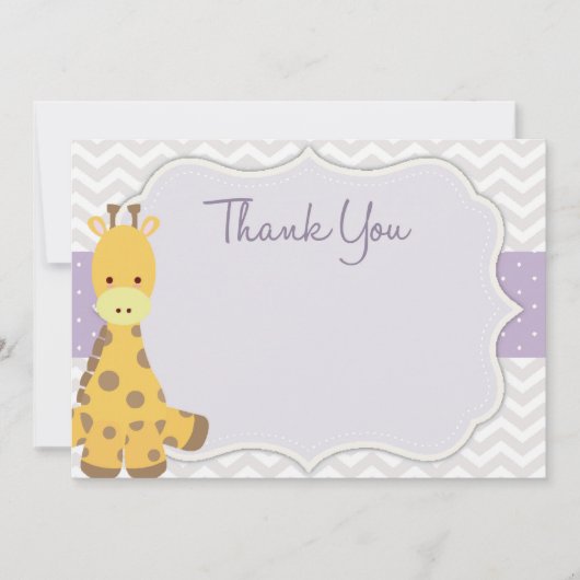 Carte de remerciements Baby shower Chevron Giraffe (Devant)