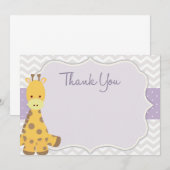 Carte de remerciements Baby shower Chevron Giraffe (Devant / Derrière)