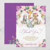 Carte De Remerciements Baby shower Chic Tropical Boho Jungle Wild Animaux (Devant / Derrière)