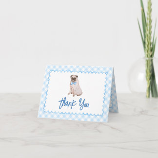 Carte De Remerciements Baby Shower Chien Gingham Bleu