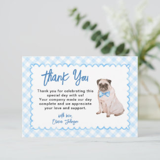Carte De Remerciements Baby Shower Chien Gingham Bleu