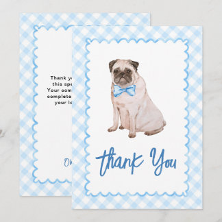 Carte De Remerciements Baby Shower Chien Gingham Bleu