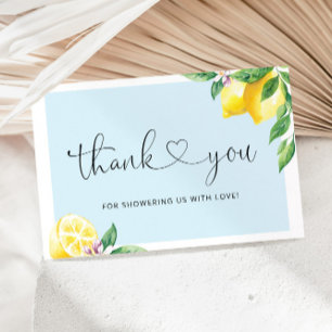 Carte de remerciements baby shower citron bleu