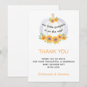 Carte de remerciements Baby shower citrouille (Devant / Derrière)