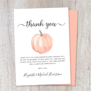 Carte De Remerciements Baby shower Citrouille